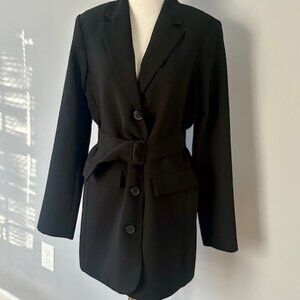Amanda Uprichard Black button down belted blazer, jacket XS Like NEW